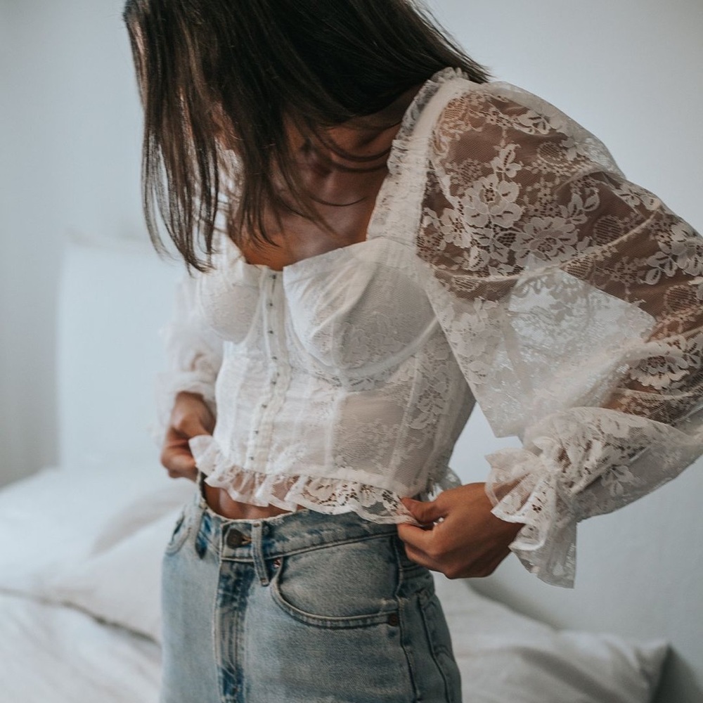 SOLD FOR LOVE & LEMONS Cheyenne Lace Bustier Top - Picture 4 of 16